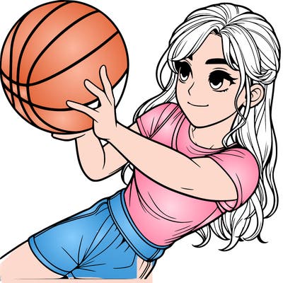 realistic girl playing basketball