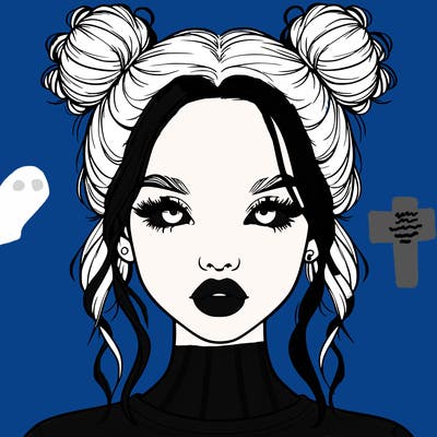 realistic girl with two buns in hair and lips