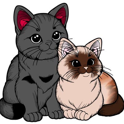 two cats realistic