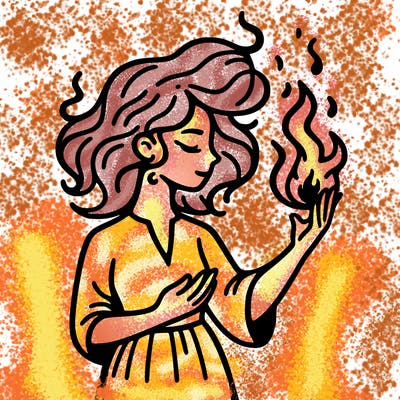 woman with fire
