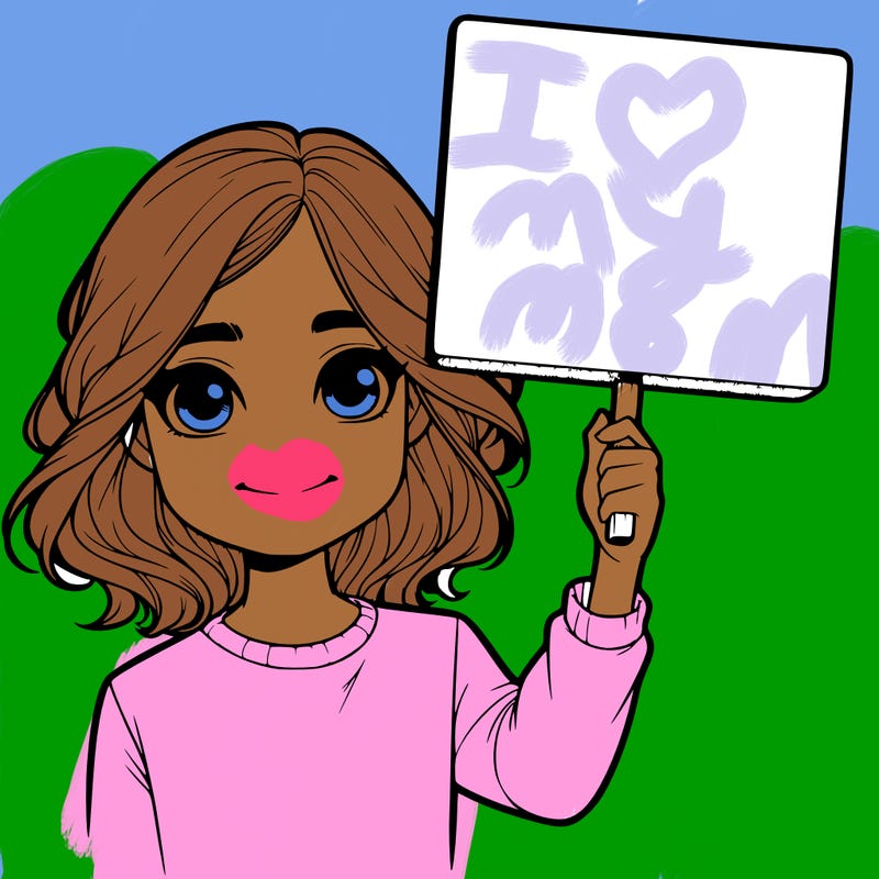 realistic girl holding up a sign