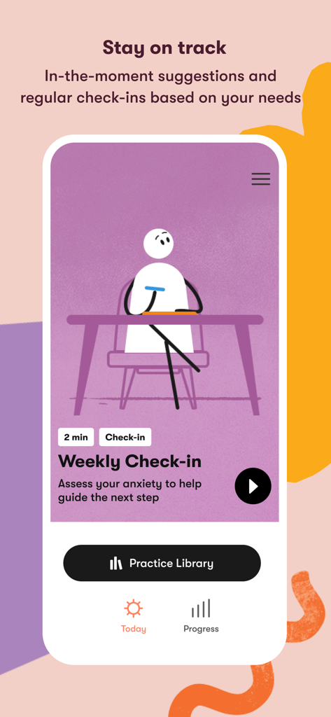 Daylight - Worry Less - Weekly check-in screen in the Daylight anxiety management app