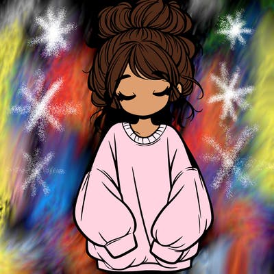 girl with baggy sweatshirt and messy bun