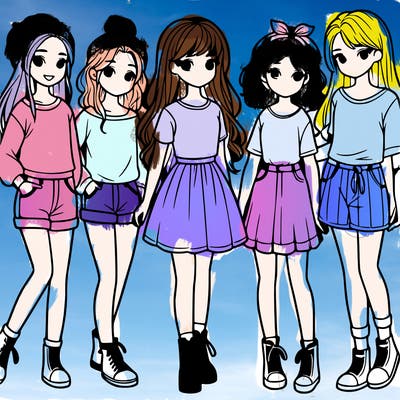 a group of five girls