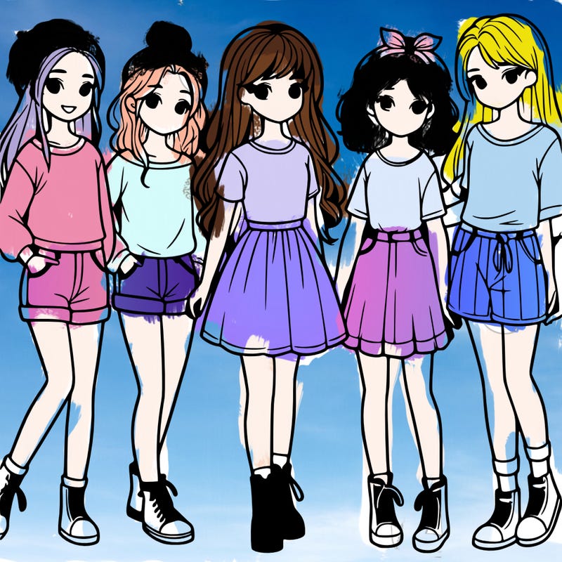 a group of five girls