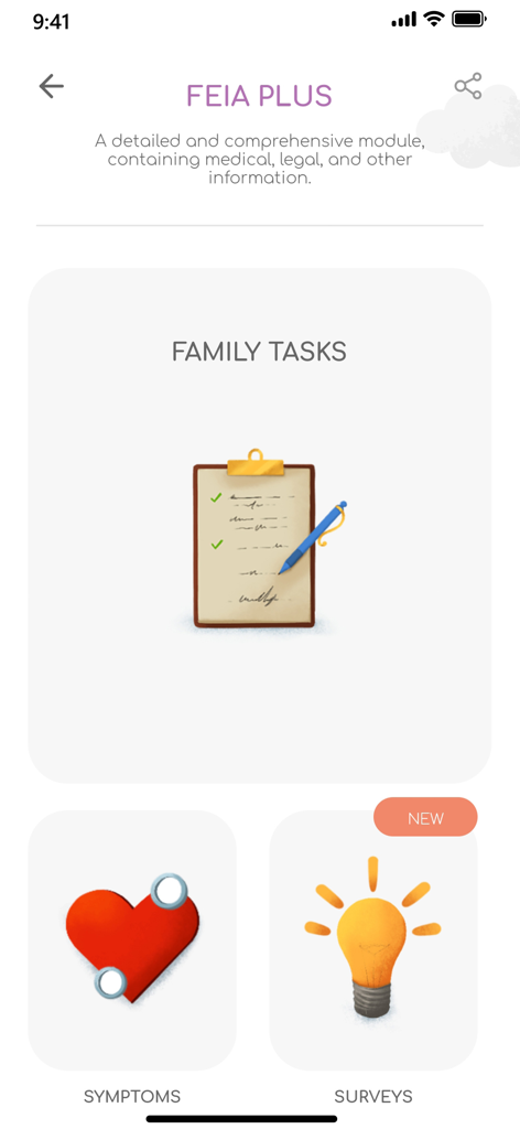 GAIA Pregnancy & Parenting - Interface of the GAIA app showing the family tasks symptoms and surveys module for proactive parents