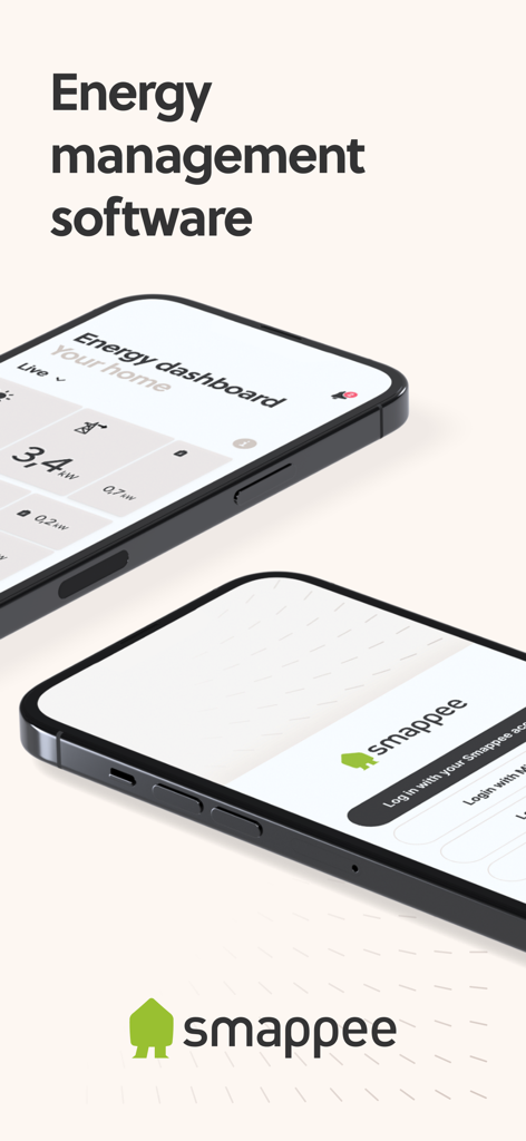 Smappee energy management software showing the home dashboard on mobile devices