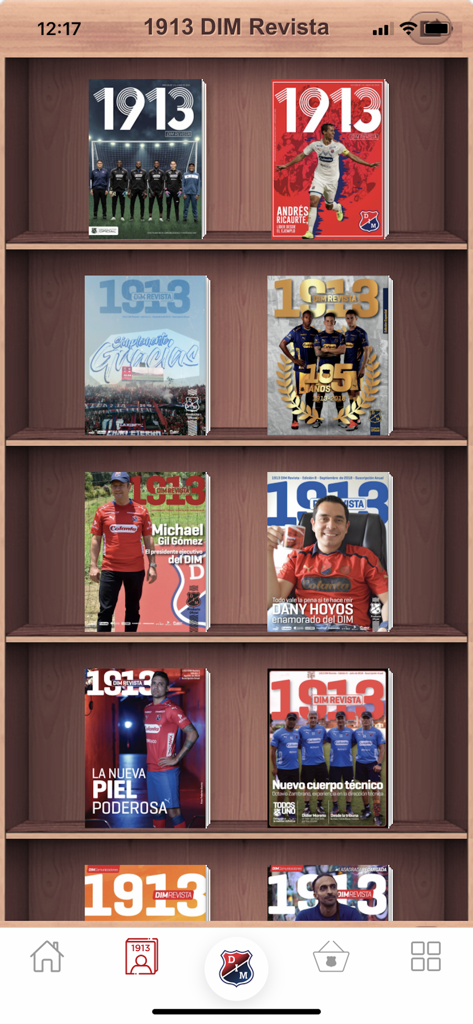 DIM Plus - Digital magazine rack featuring various covers of 1913 DIM Revista within the DIM Plus app.