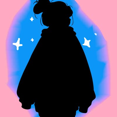 realistic girl with a oversized sweatshirt on and a bun