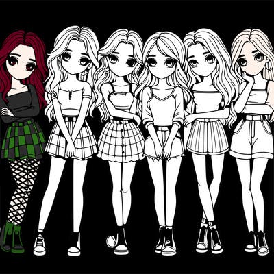 a group of girls realistic