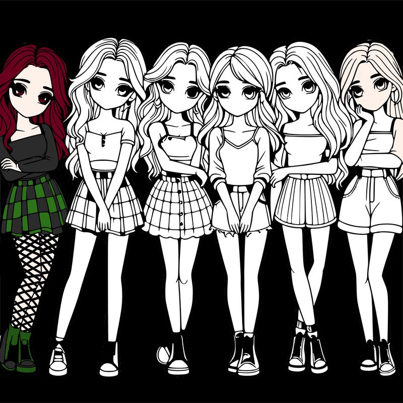 a group of girls realistic