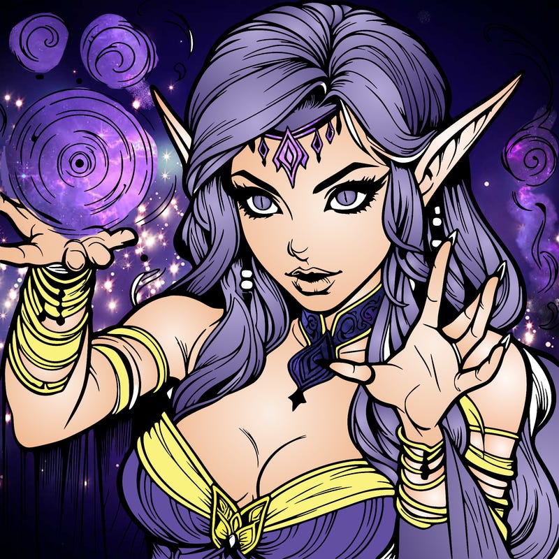 realistic scary beautiful elf sorceress casting spell