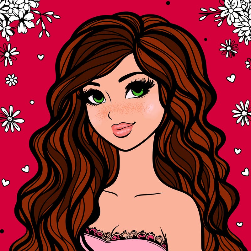 pretty woman with long wavy hair