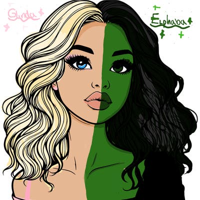 realistic girl with wavy hair and lips