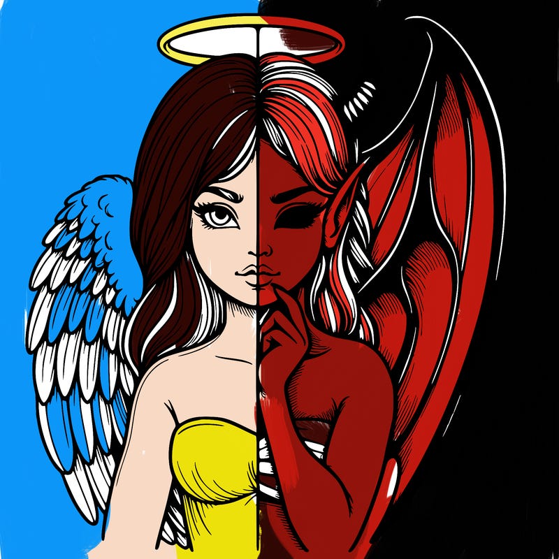 realistic angel half demon