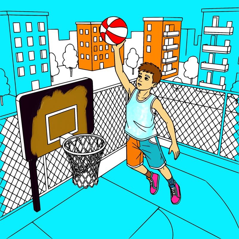 boy playing basketball