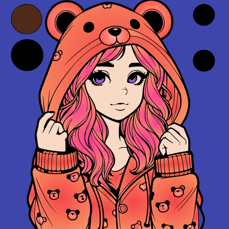 realistic girl in a animal pjs hoodie