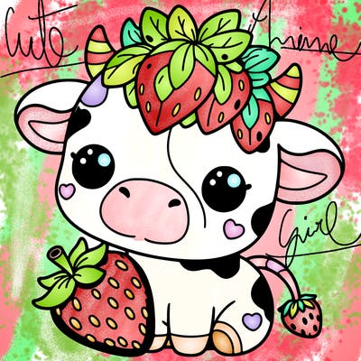 cute strawberry cow