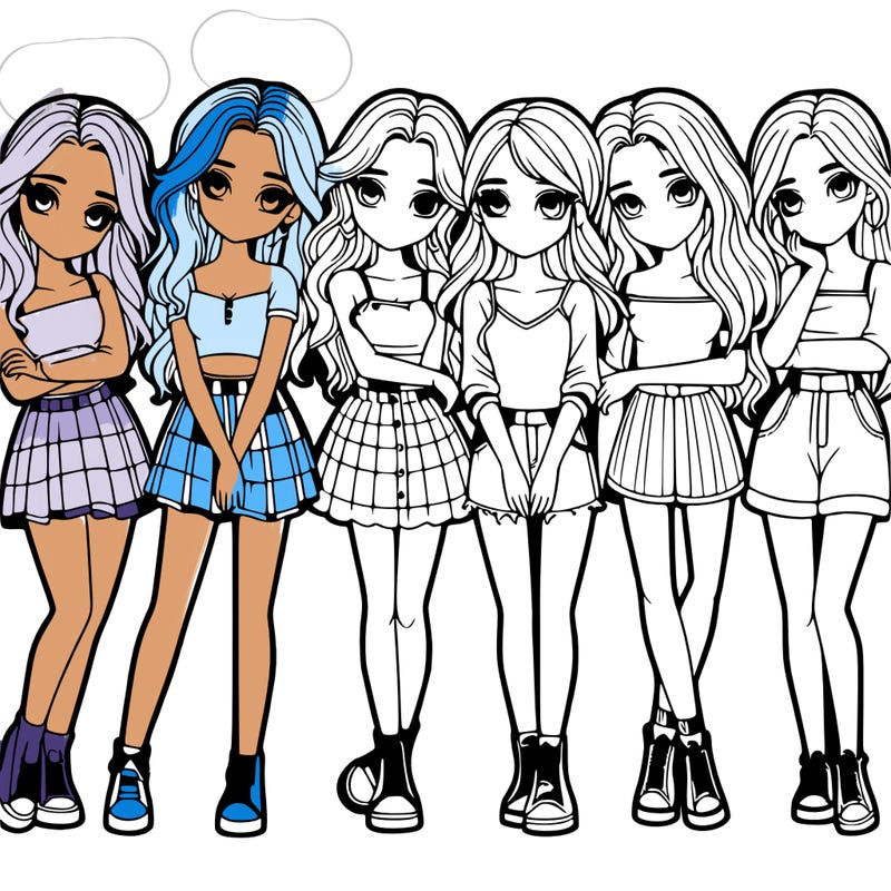 a group of girls realistic