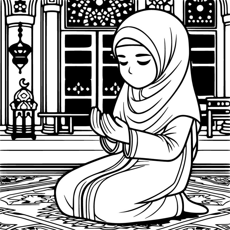 realistic islamic girl  praying in mosque