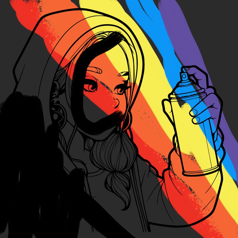 a realistic girl, spray painting