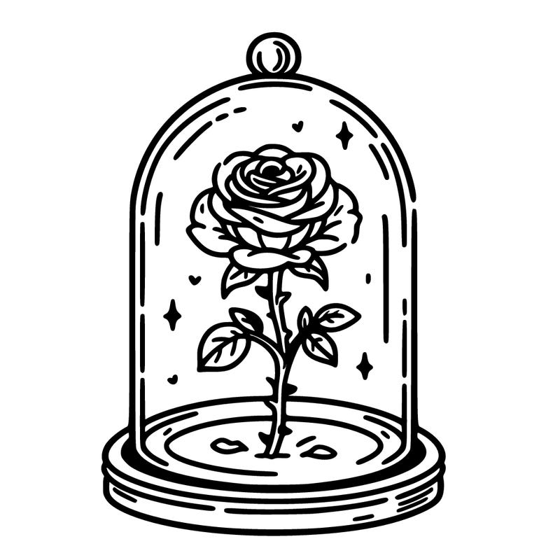 rose in glass dome
