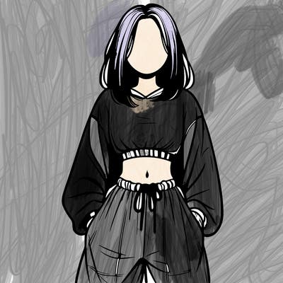realistic girl faceless with baggy pants and a crop top
