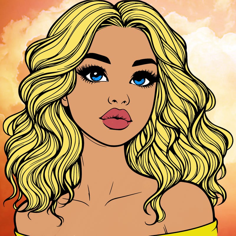 realistic girl with wavy hair and lips