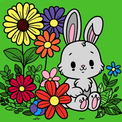 flowers with a bunny