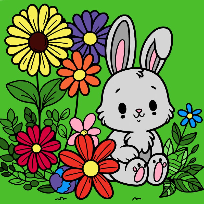 flowers with a bunny
