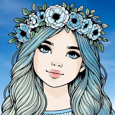 realistic girl with flower crown