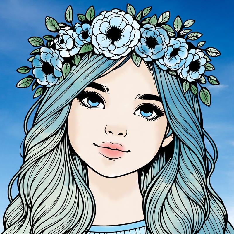 realistic girl with flower crown