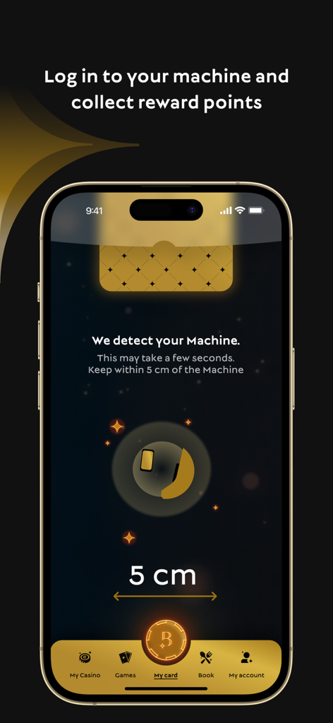 Barrière Play - Mon Casino - ロイヤルティ特典ポイント収集のために自動マシン検出を表示するBarrière Playアプリ画面