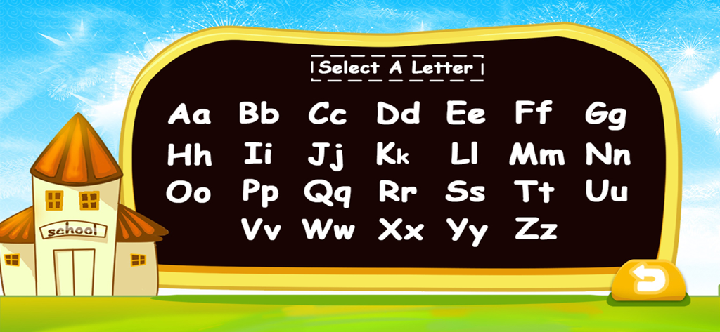 Phonics foundation - ABC Sound - Phonics alphabet selection screen with letters A to Z on a blackboard
