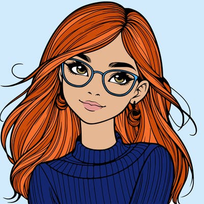 realistic girl with glasses