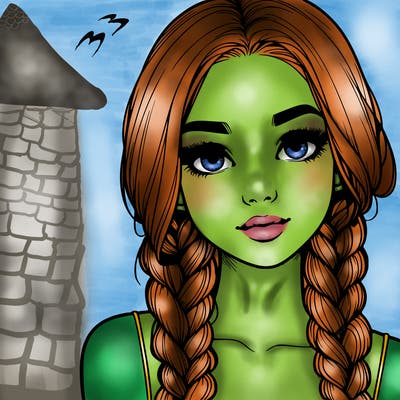 realistic girl with braids