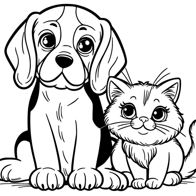 beagle and cat
