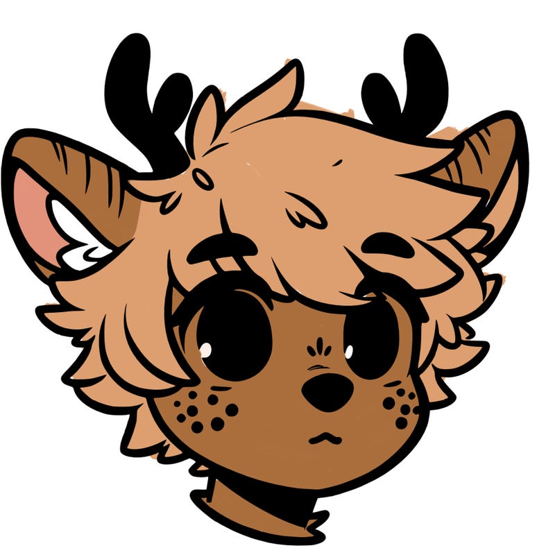 a humanoid deer with soft fluffy ears