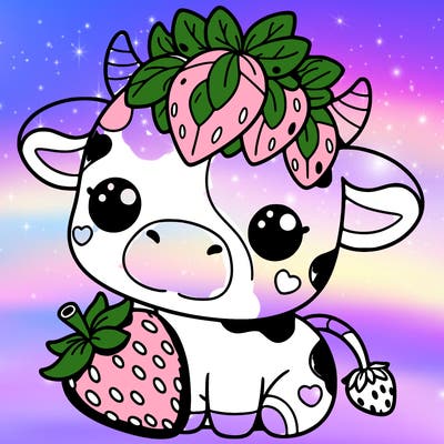 cute strawberry cow