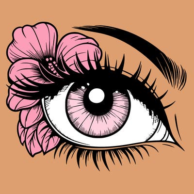 realistic eye with flower