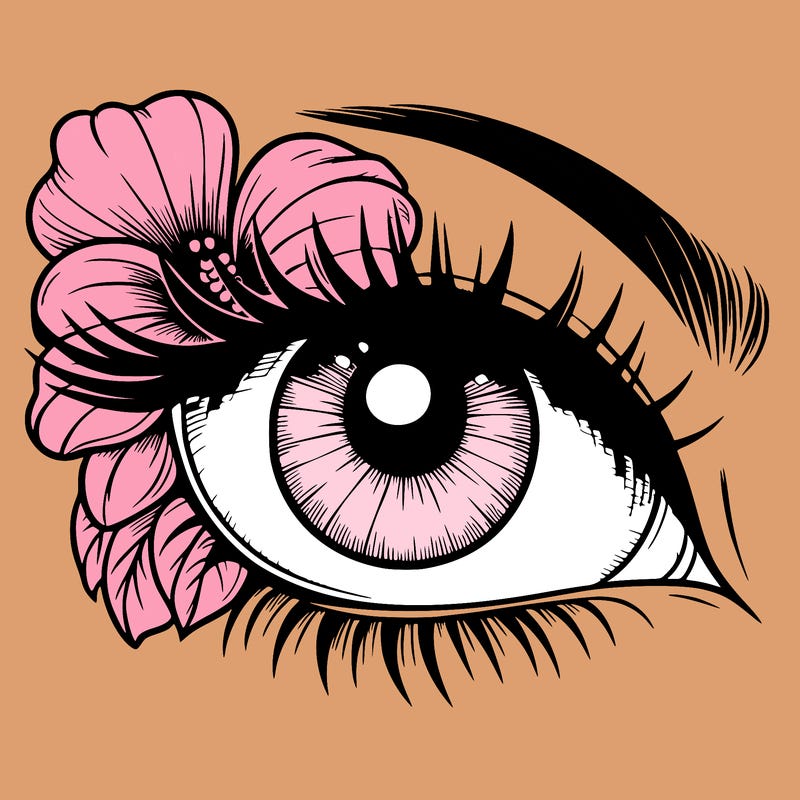 realistic eye with flower