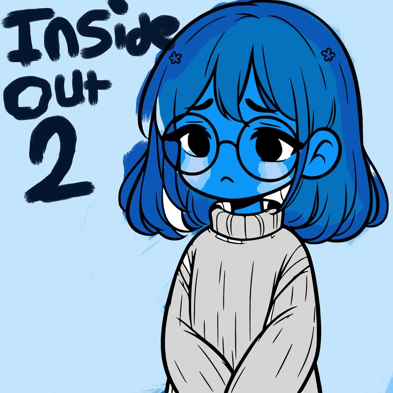 sad girl with glasses in a sweater