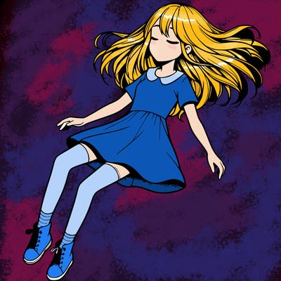 realistic girl floating