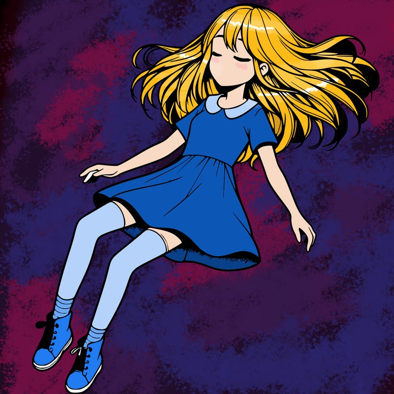 realistic girl floating