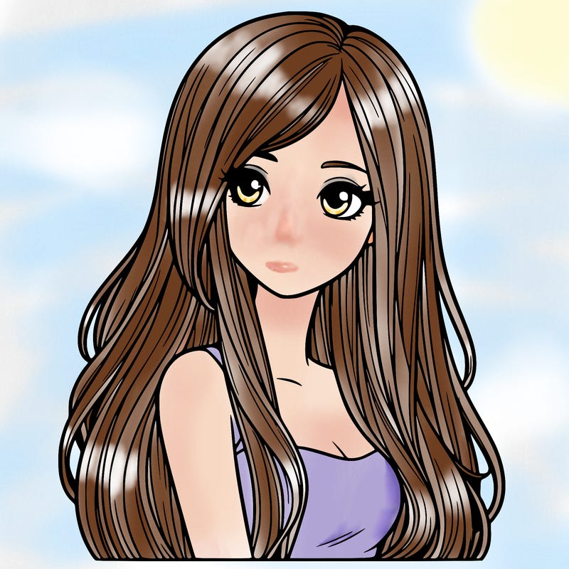 realistic girl with long hair