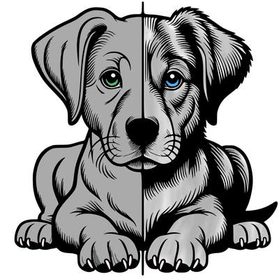 realistic dog split picture