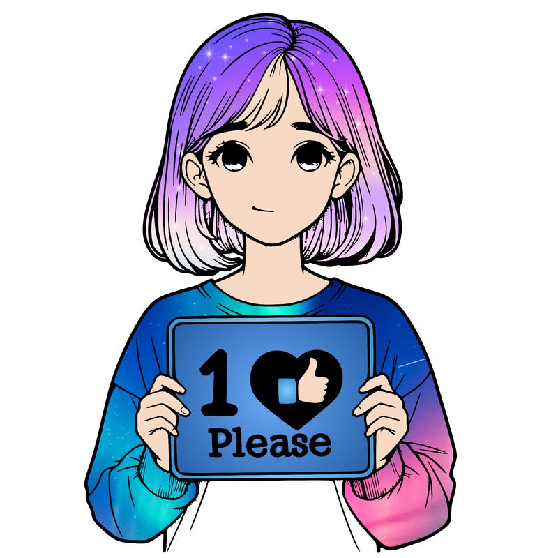 realistic girl holding a sign that says 1 like please