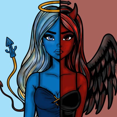 devil vs angel realistic girl