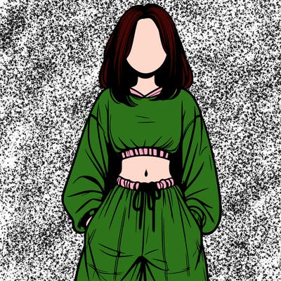 realistic girl faceless with baggy pants and a crop top