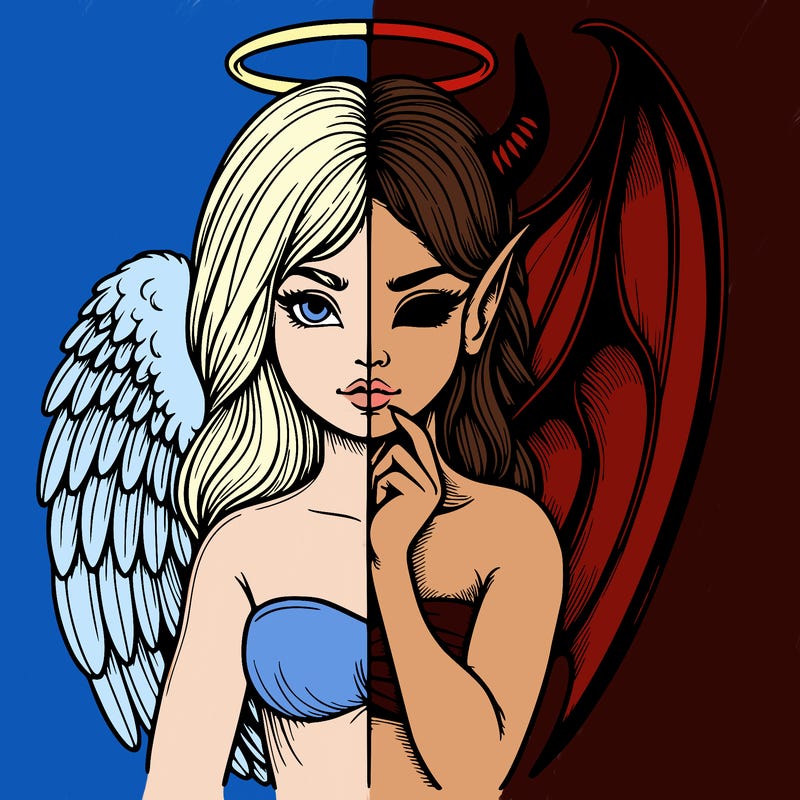 realistic angel half demon